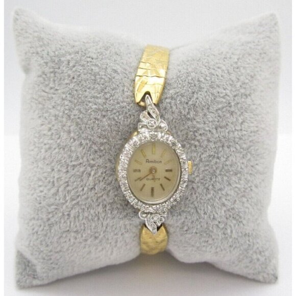 Women Armitron Diamond Quartz WR Analog 16mm Dial Watch (G993) "New Battery" - Picture 1 of 7